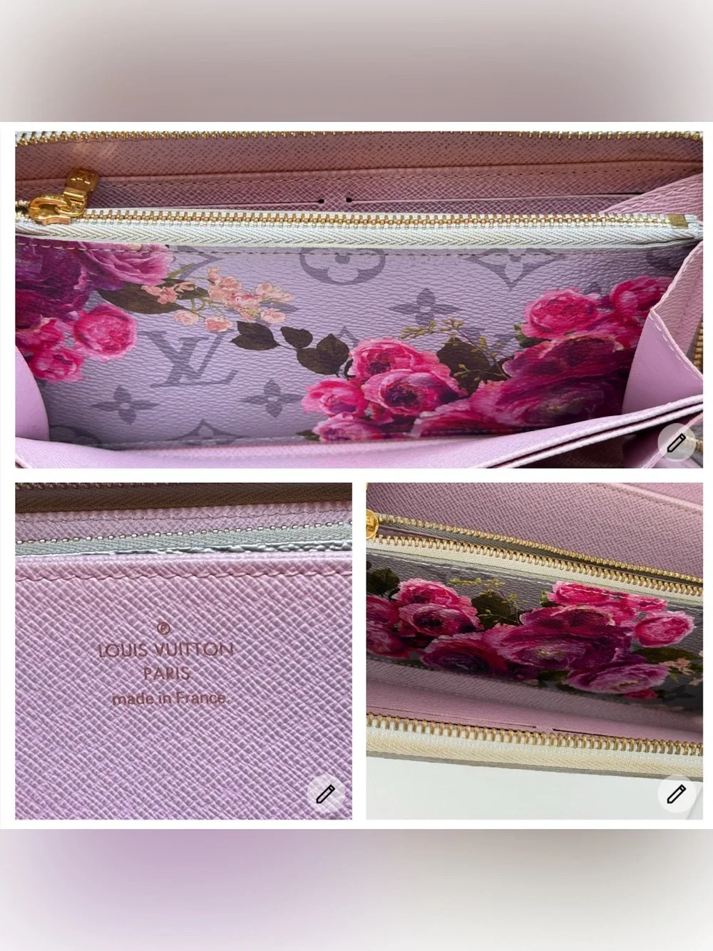 LV Limited Edition Garden Zippy Wallet Silver Floral Monogram Full Set w/COA - Picture 11 of 13